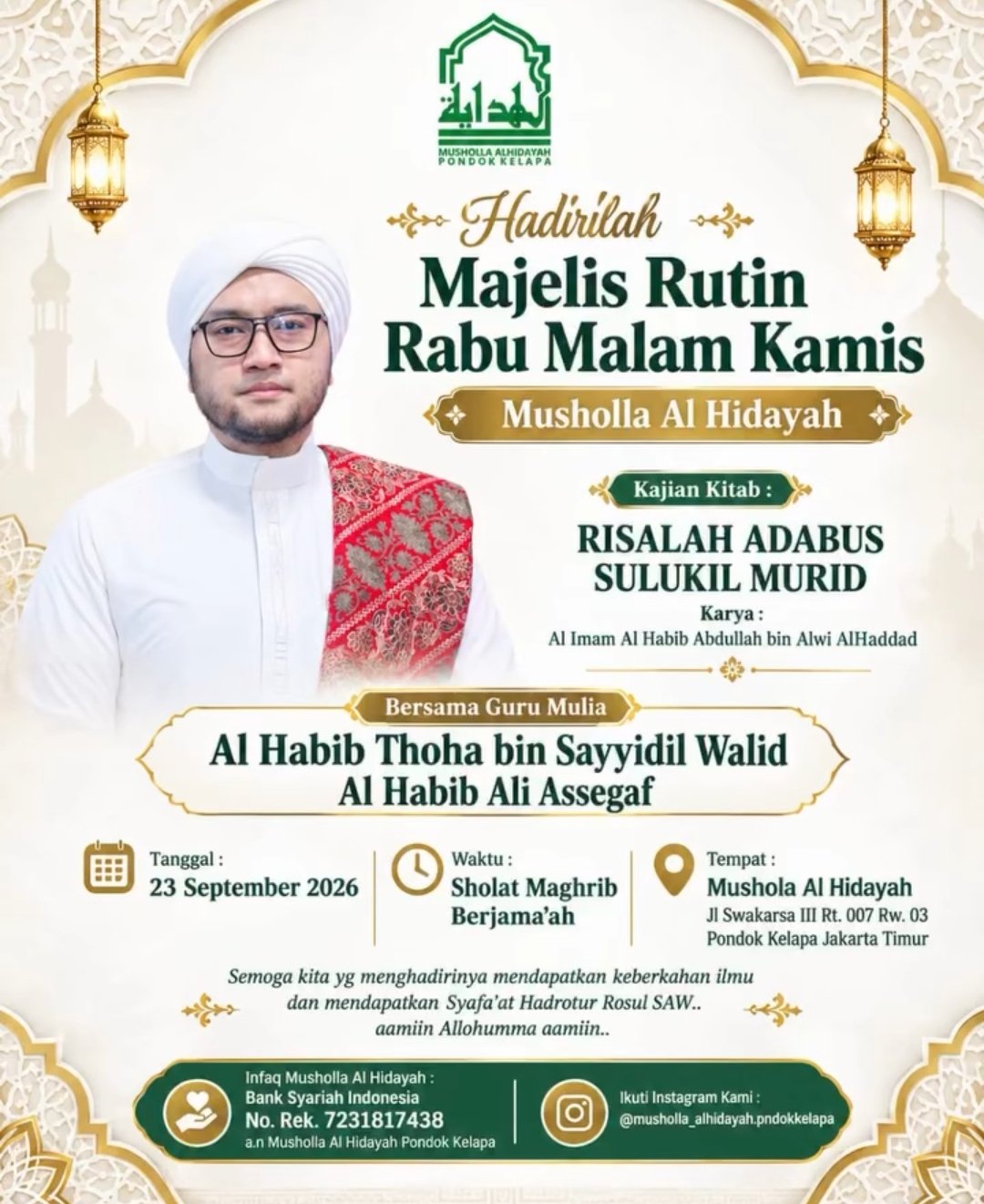 Majelis Rutin Rabu Malam Kamis, Al Habib Thoha bin Sayyidil Walid Al Habib Ali Assegaf…