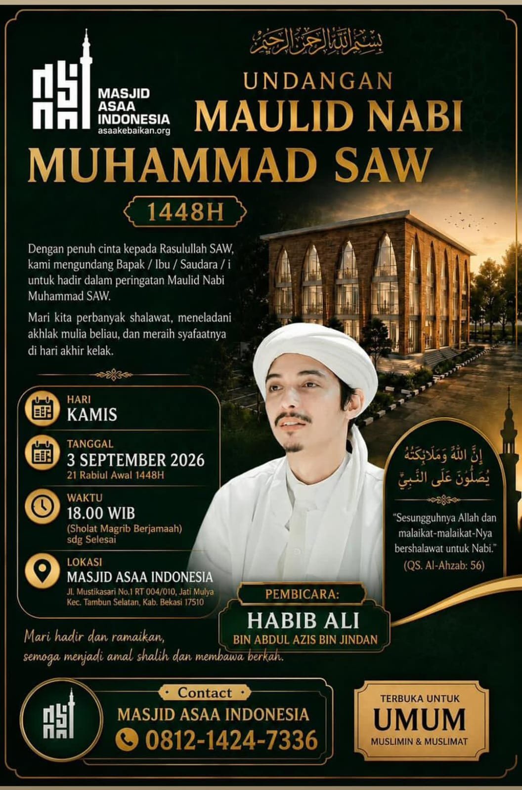 Maulid Nabi SAW 1448H, Habib Ali bin Abdul Azis bin Jindan – Kab. Bekasi 17510…