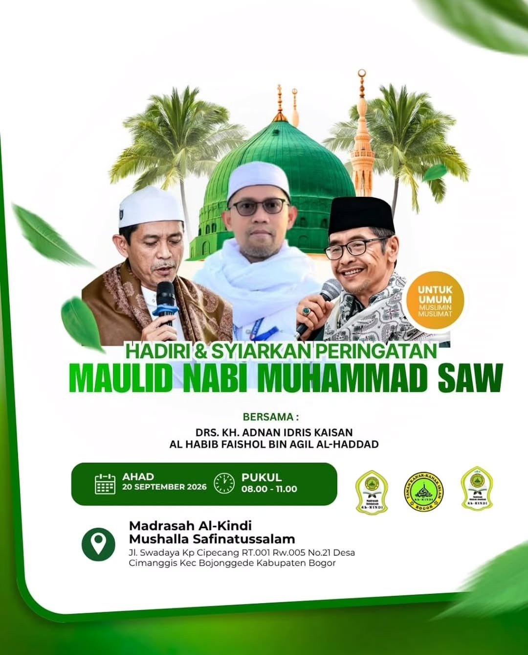 Maulid Nabi SAW, Drs. KH. Adnan Idris Kaisan dkk. – Kabupaten Bogor (20-09-2026)