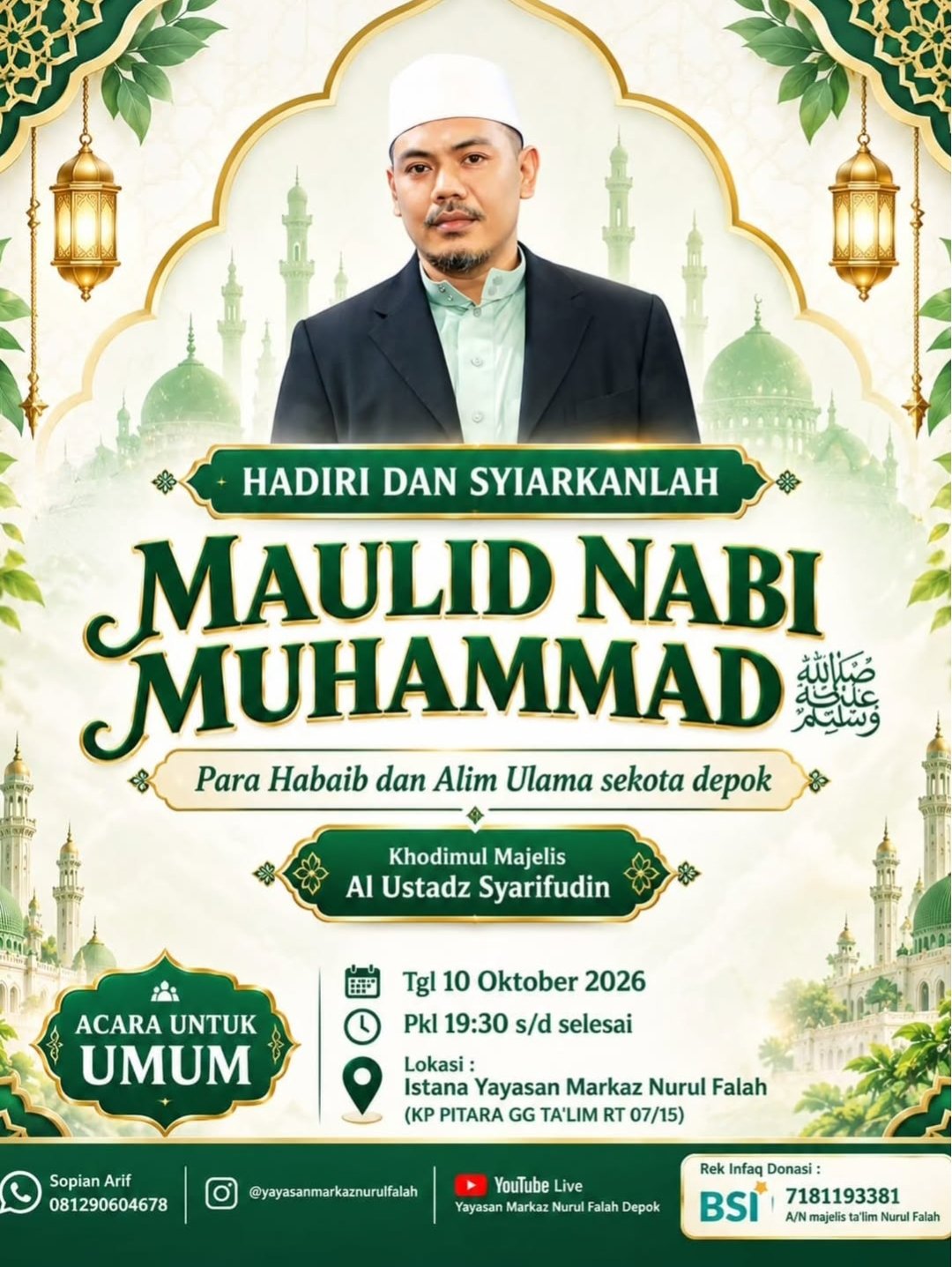 Maulid Nabi SAW, Al Ustadz Syarifudin – KP Pitara GG Talim RT 0715 (10-10-2026)