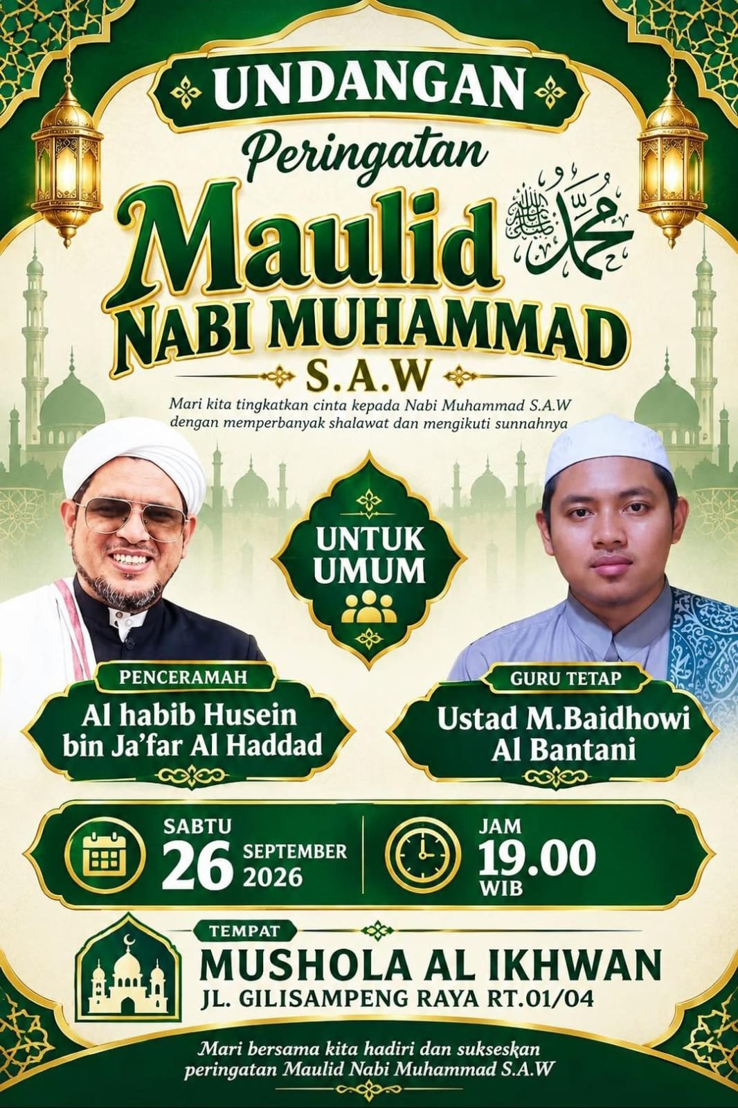 Maulid Nabi SAW S.A.W, Al habib Husein bin Ja’far Al Haddad – Jl. Gilisampeng Raya…