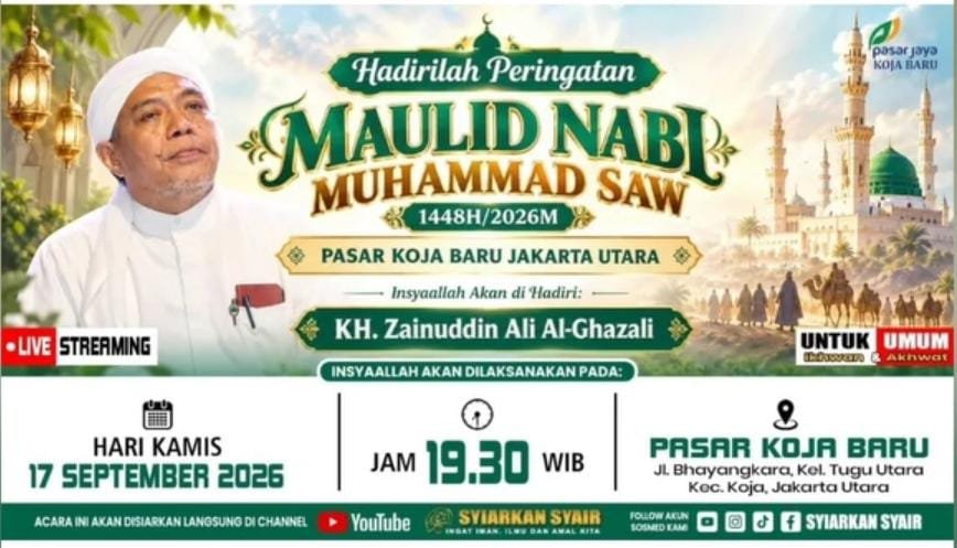 Maulid Nabi SAW 1448H2026M, KH. Zainuddin Ali Al-Ghazali – Kec. Koja, Jakarta Utara…