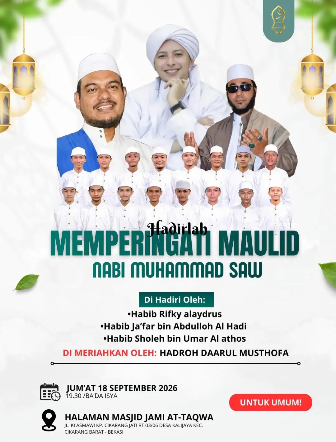 Memperingati Maulid Nabi SAW, Habib Rifky alaydrus dkk. – Bekasi (18-09-2026)