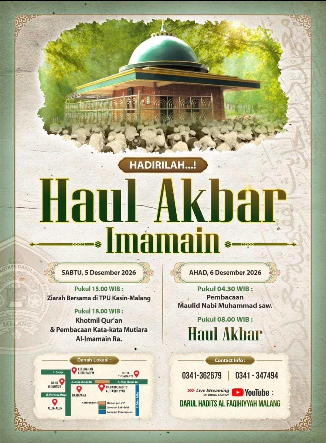 Haul Akbar Imamain – PP. Darul Hadits Al-Faqihiyyah Malang – Malang (05-12-2026)
