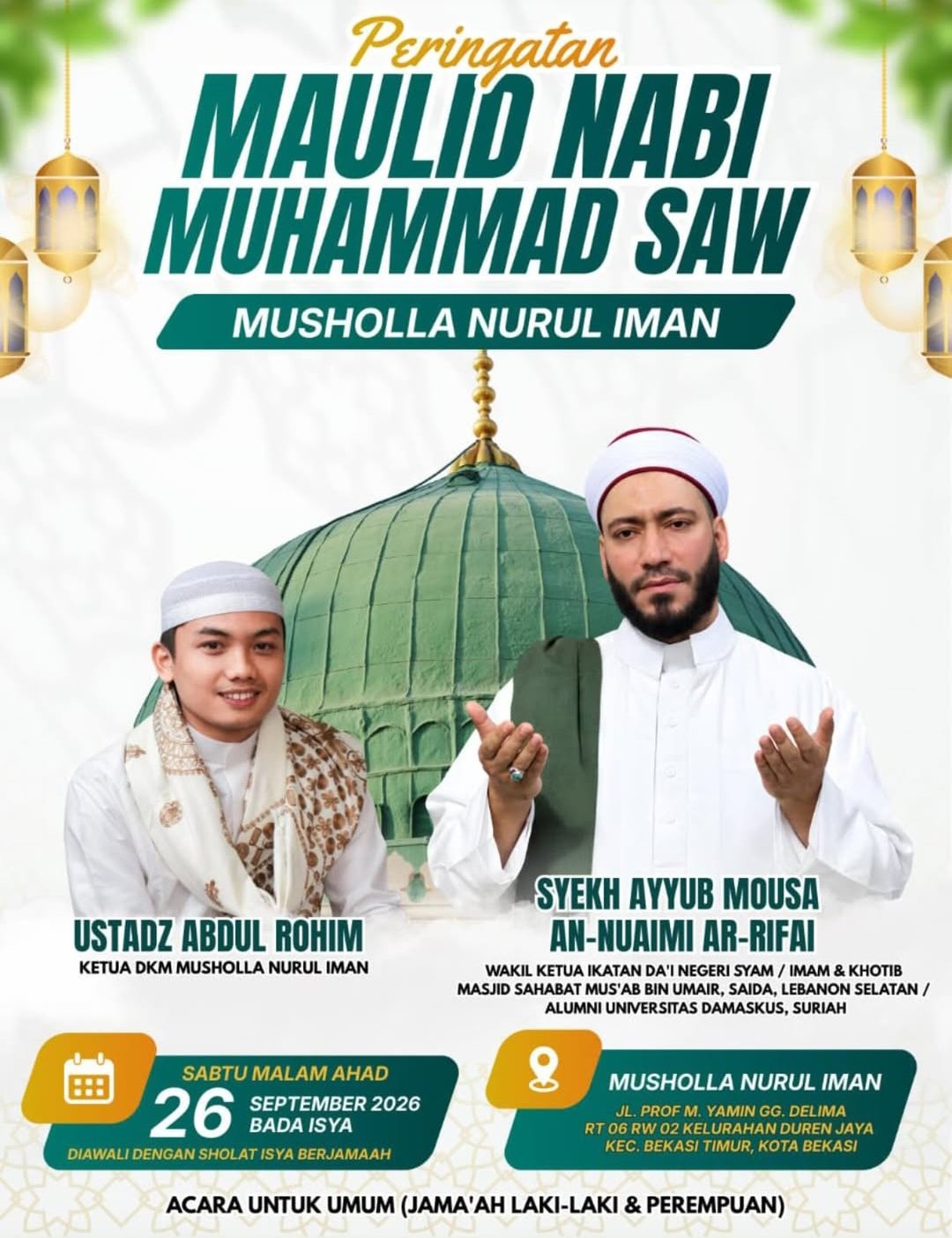 Maulid Nabi SAW, Syekh Ayyub Mousa An-Nuaimi Ar-Rifai – Kota Bekasi (26-09-2026)