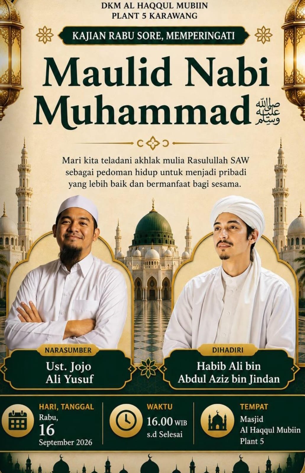 Pengajian Rabu Sore Memperingati Maulid Nabi SAW, Ust. Jojo Ali Yusuf dkk. (16-09-2026)
