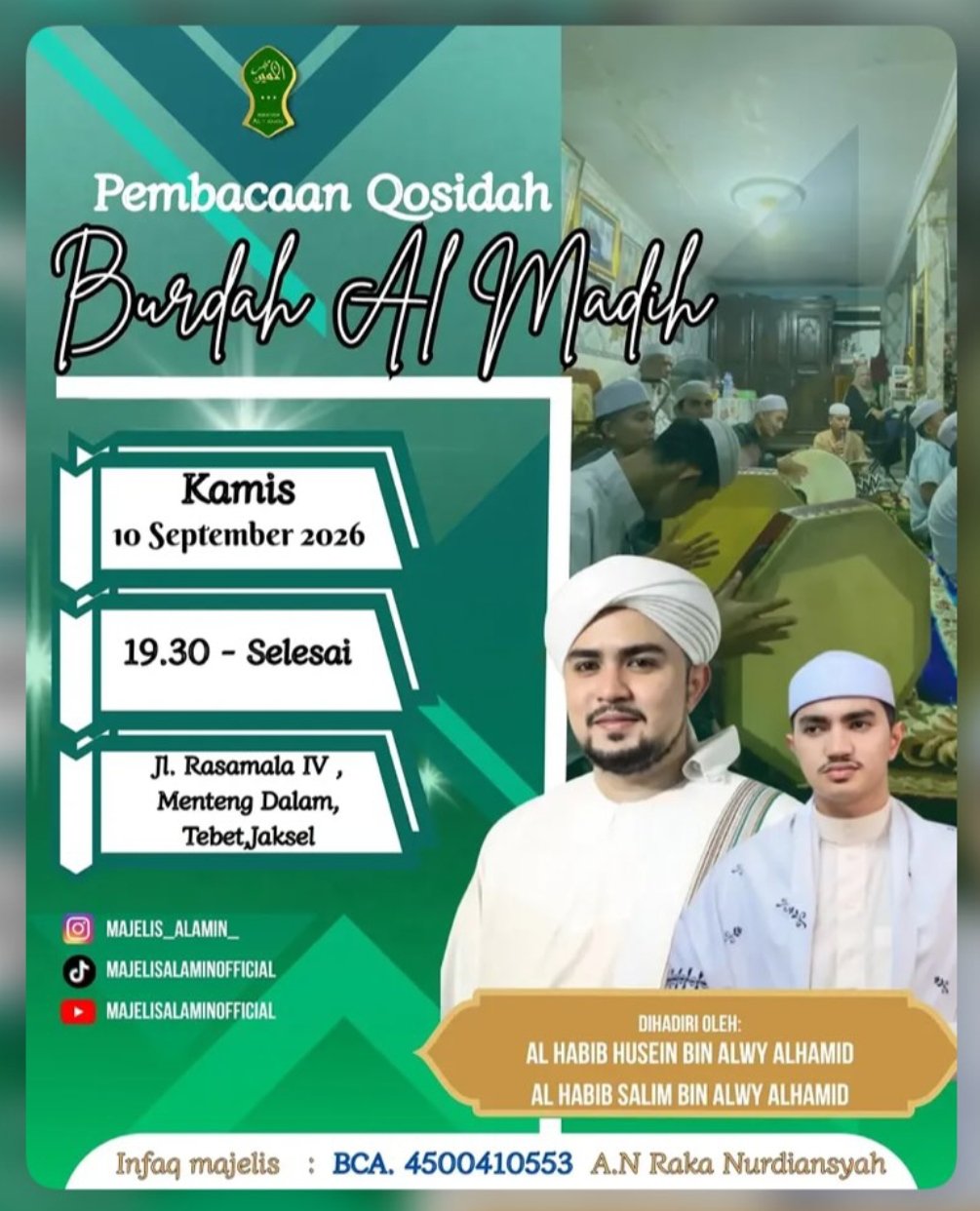 Pembacaan Qosidah Burdah Al Madih, Al Habib Husein bin Alwy Alhamid dkk. – Jaksel…