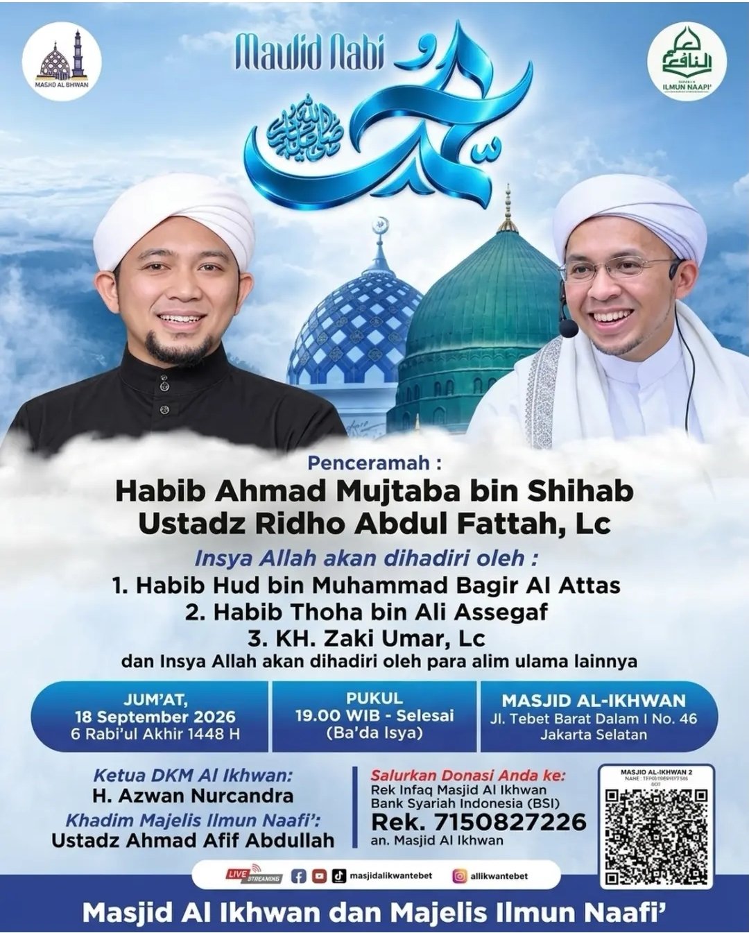 Maulid Nabi SAW, Habib Ahmad Mujtaba bin Shihab dkk. – Jl. Tebet Barat Dalam I No. 46,…