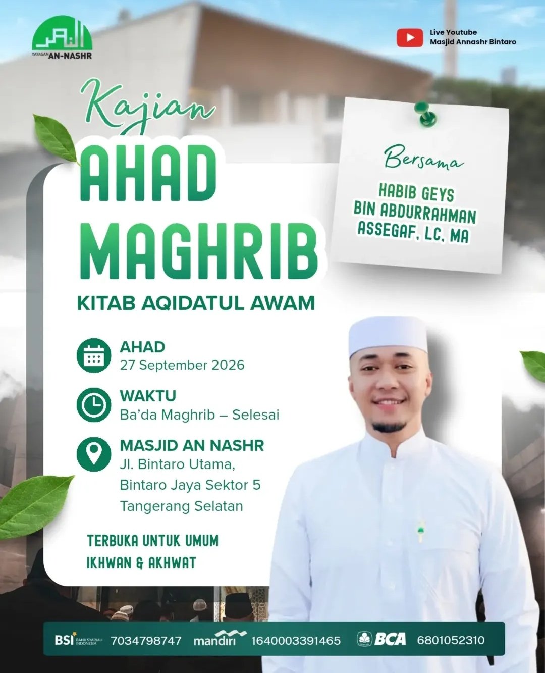 Majelis Ilmu Ahad Maghrib Kitab Aqidatul Awam, Habib Geys bin Abdurrahman Assegaf dkk….