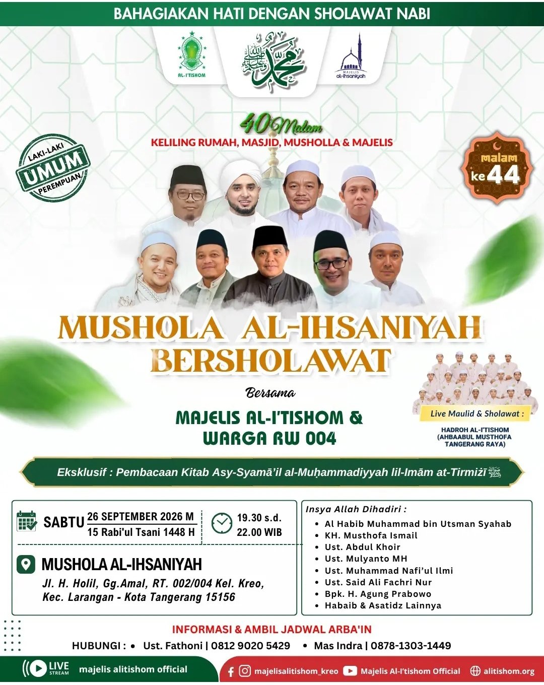 Mushola Al-Ihsaniyah Bersholawat, Al Habib Muhammad bin Utsman Syahab dkk. – Kota…