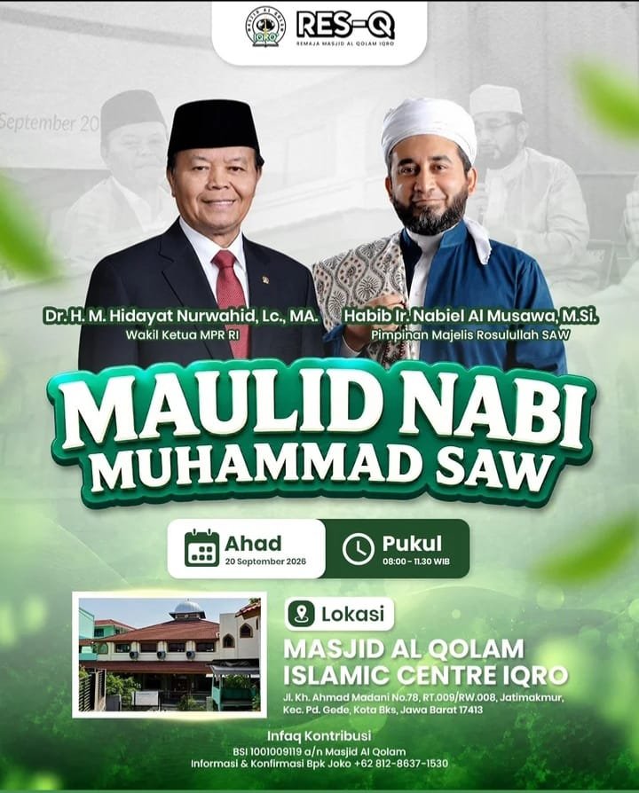 Maulid Nabi SAW, Dr. H. M. Hidayat Nurwahid dkk. – Kota Bks (20-09-2026)