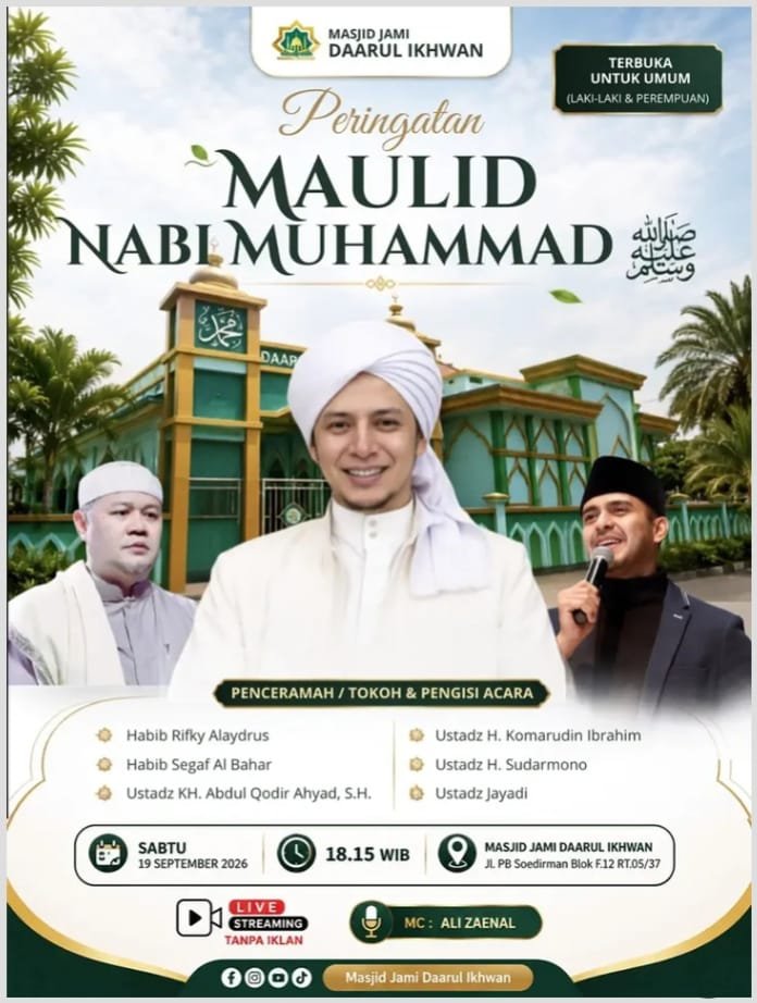 Maulid Nabi SAW, Habib Rifky Alaydrus dkk. – Jl. PB Soedirman Blok F.12 RT.05/37…