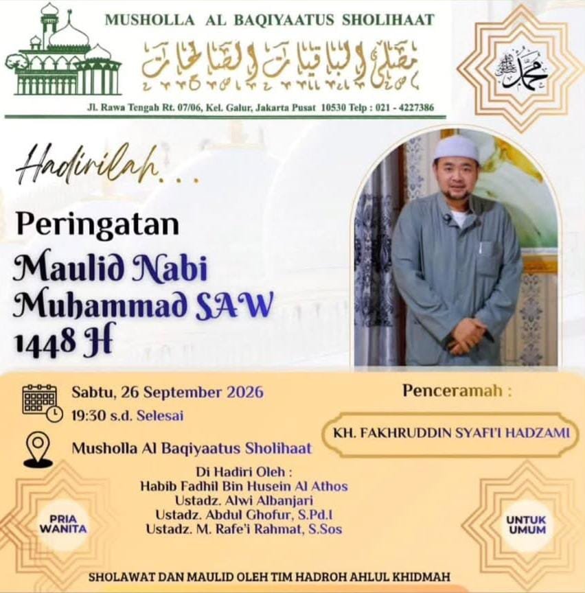 Maulid Nabi SAW 1448 H, KH. FAKHRUDDIN SYAFI’I HADZAMI – Kel. Galur, Jakarta Pusat…