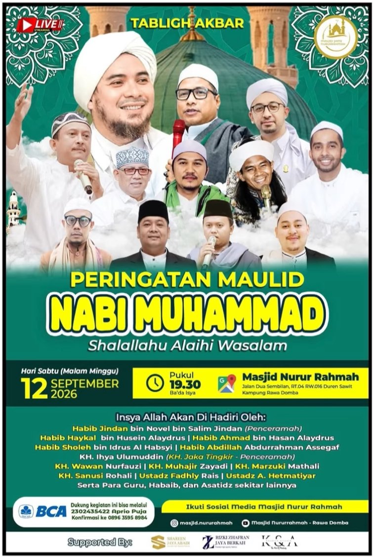 Tabligh Akbar Maulid Nabi SAW Shalallahu Alaihi Wasalam, Habib Jindan bin Novel bin…