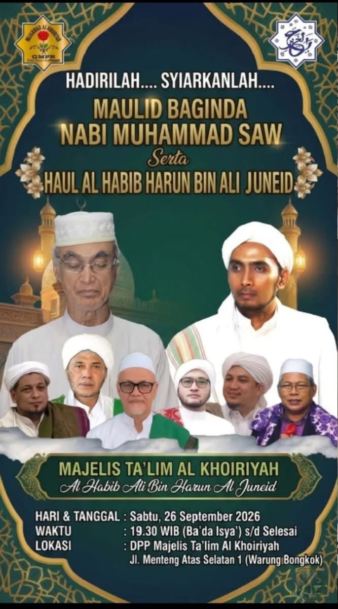Maulid Baginda Nabi Muhammad SAW Serta Haul Al Habib Harun Bin Ali Juneid – Majelis (26-09-2026)