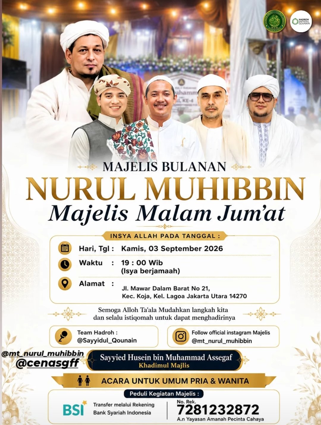 Majelis Bulanan Nurul Muhibbin Majelis Malam Jumat, Sayyied Husein bin Muhammad…
