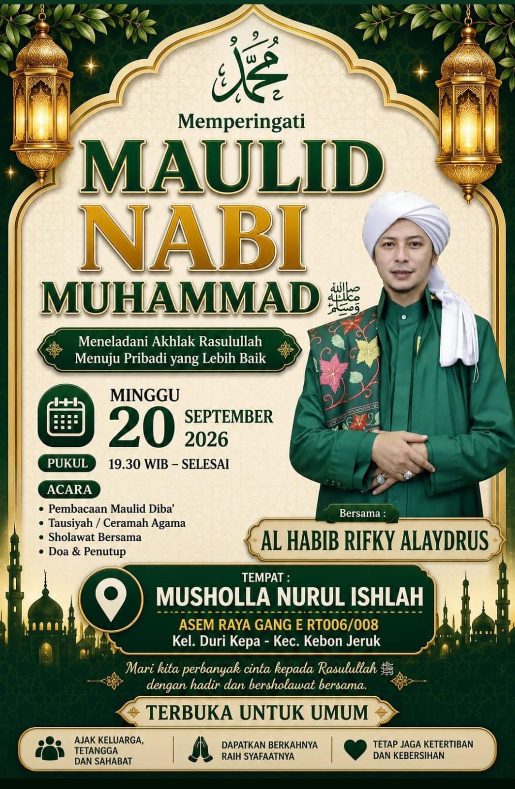 Memperingati Maulid Nabi SAW, Al Habib Rifky Alaydrus – Kec. Kebon Jeruk (20-09-2026)