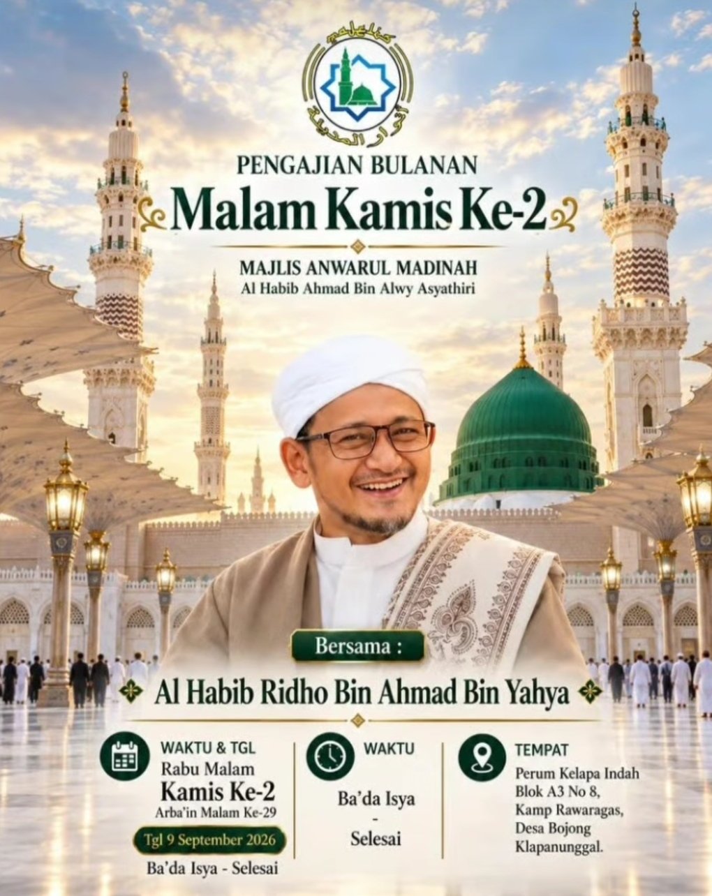Pengajian Bulanan Malam Kamis Ke-2, Al Habib Ridho Bin Ahmad Bin Yahya – Klapanunggal…