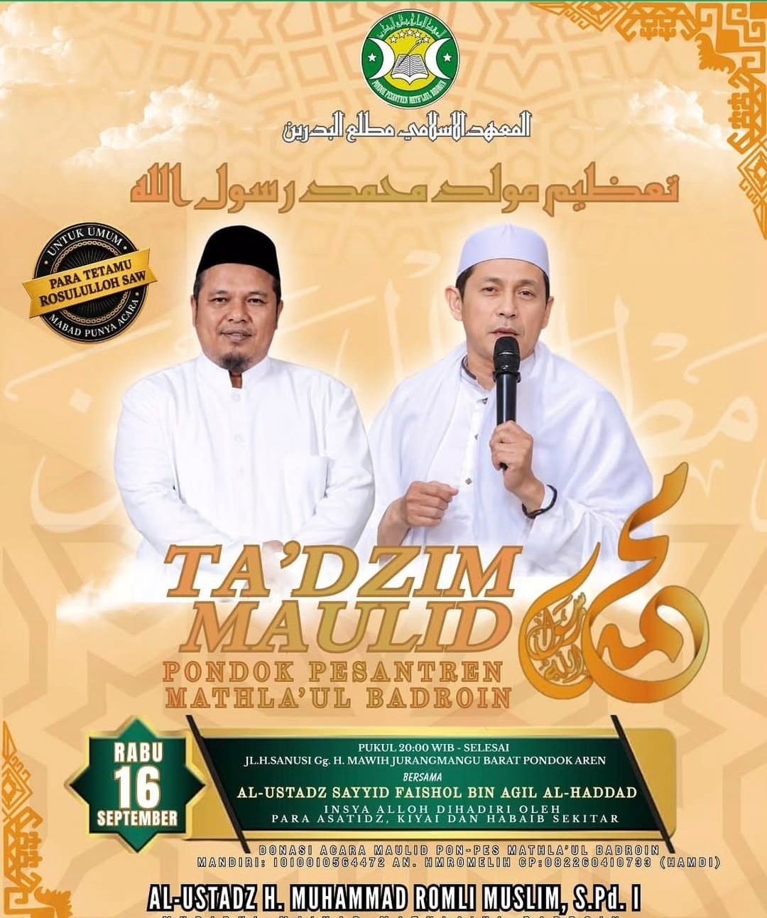 Tadzim Maulid Nabi SAW, Al-Ustadz Sayyid Faishol bin Agil Al-Haddad dkk. – Pondok Aren…