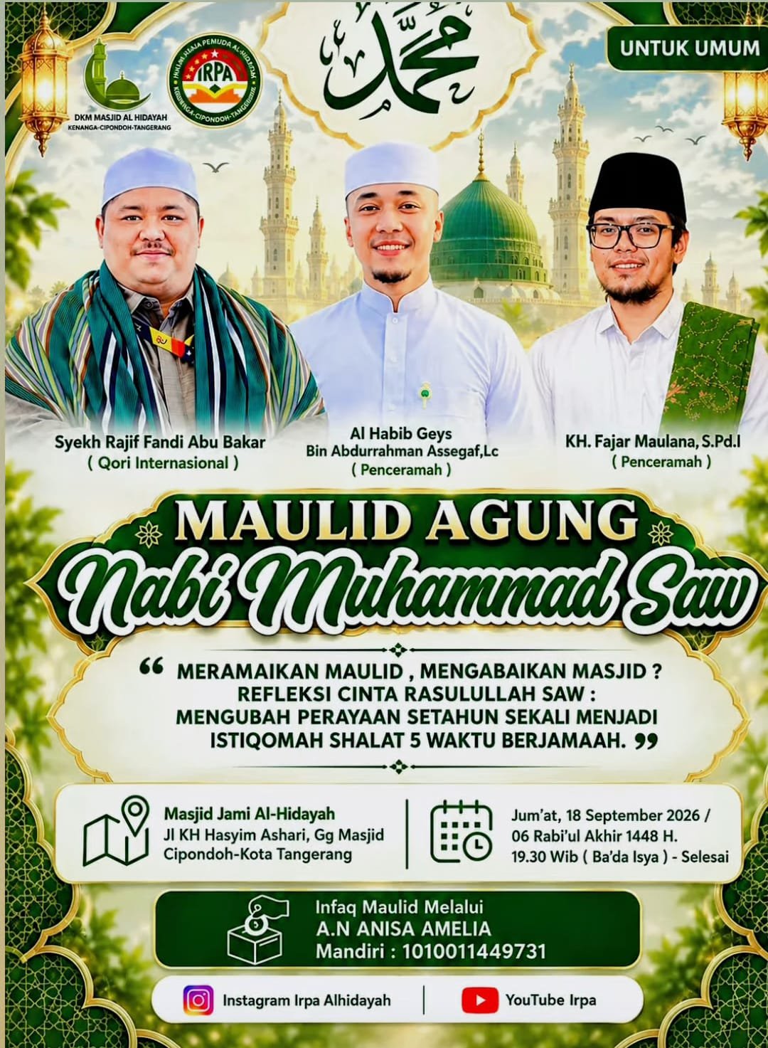 Maulid Agung Nabi Muhammad SAW, Al Habib Geys Bin Abdurrahman Assegaf dkk. – Kota…