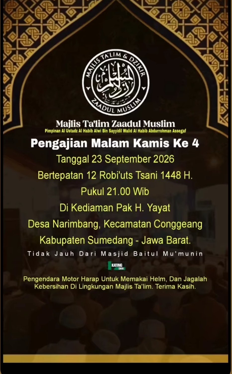 Pengajian Malam Kamis Ke 4 Majlis Ta’lim Zaadul Muslim, Al Ustadz Al Habib Alwi Bin…