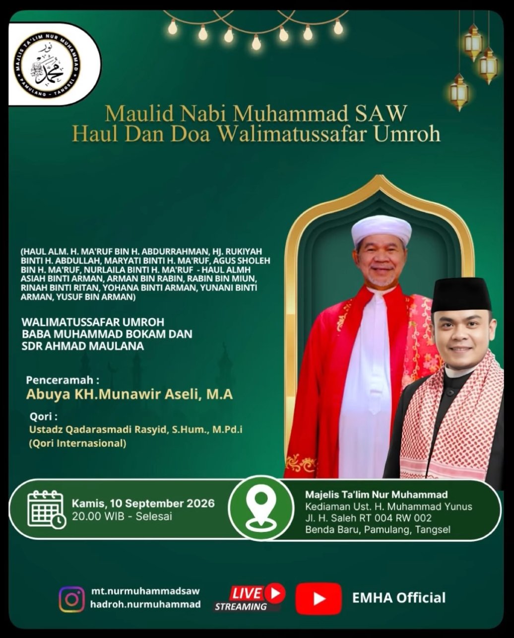 Maulid Nabi SAW, Haul, dan Doa Walimatussafar Umroh, Abuya KH.Munawir Aseli dkk. -…