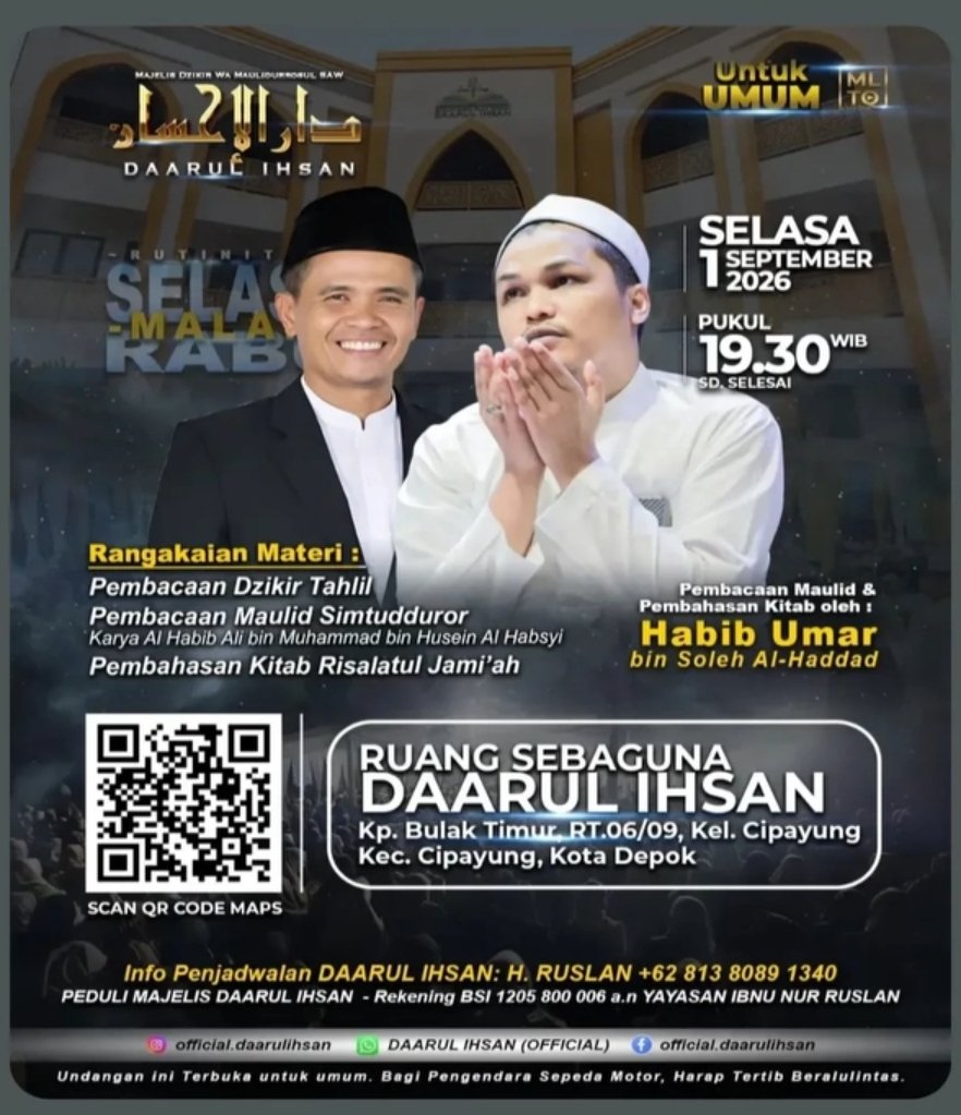 Rutinitas Selasa Malam Majelis Dzikir wa Maulidurrosul SAW Daarul Ihsan, Habib Umar – Depok