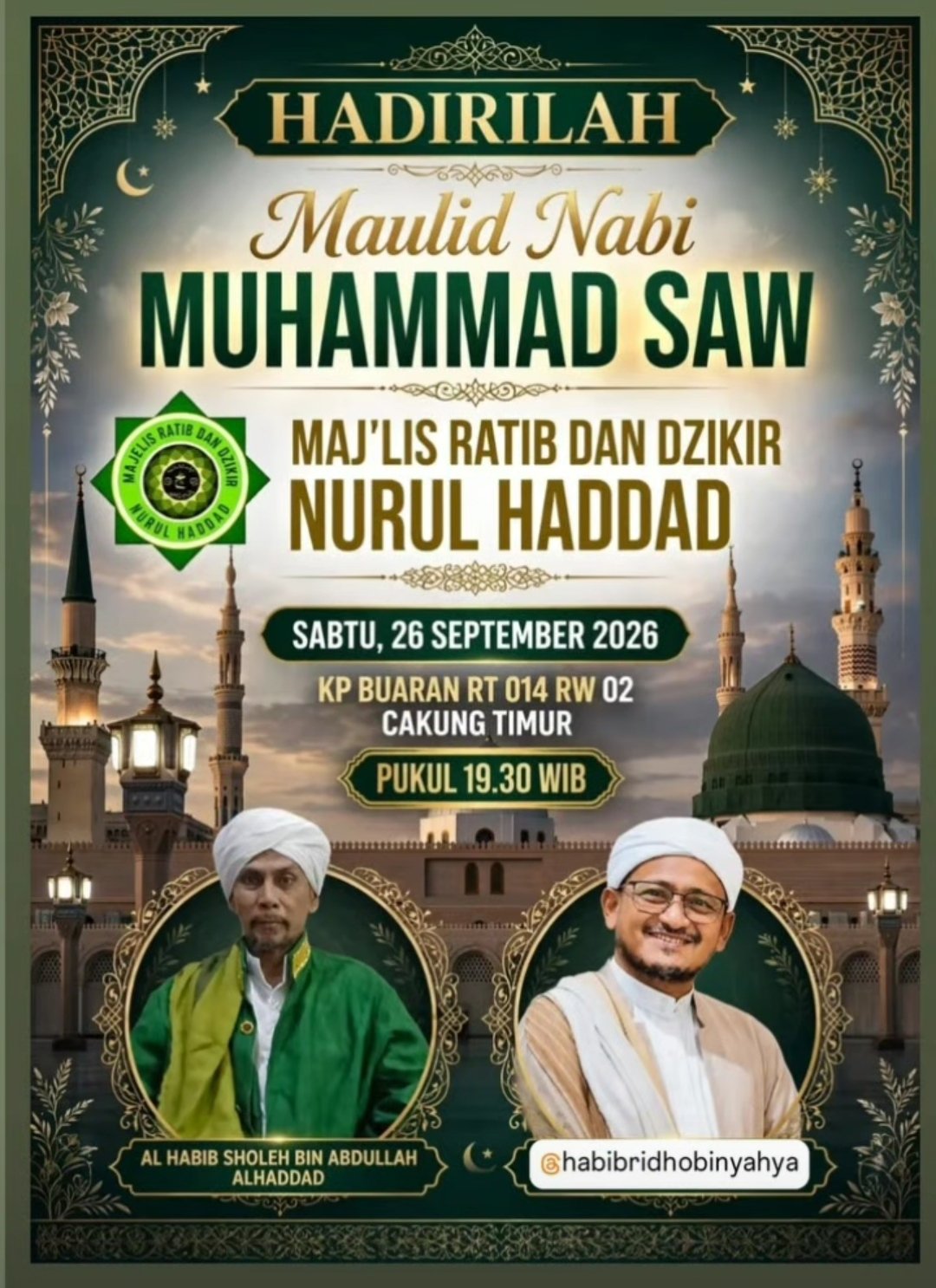 Maulid Nabi SAW, Al Habib Sholeh bin Abdullah Alhaddad dkk. – Cakung Timur (26-09-2026)