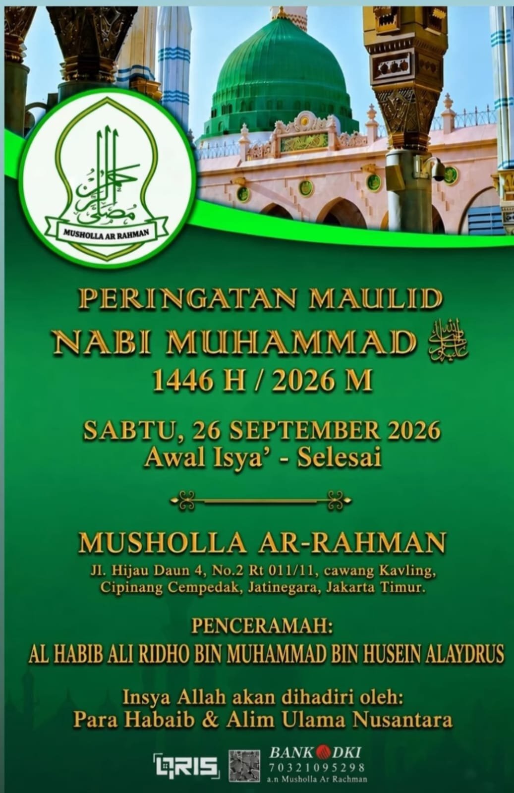 Maulid Nabi SAW 1446 H / 2026 M, Al Habib Ali Ridho bin Muhammad bin Husein Alaydrus -…