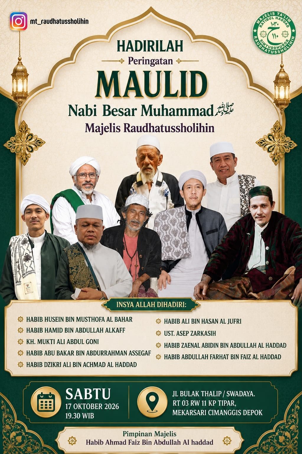 Maulid Nabi SAW Besar Muhammad SAW, Habib Husein bin Musthofa Al Bahar dkk. – Depok (17-10-2026)