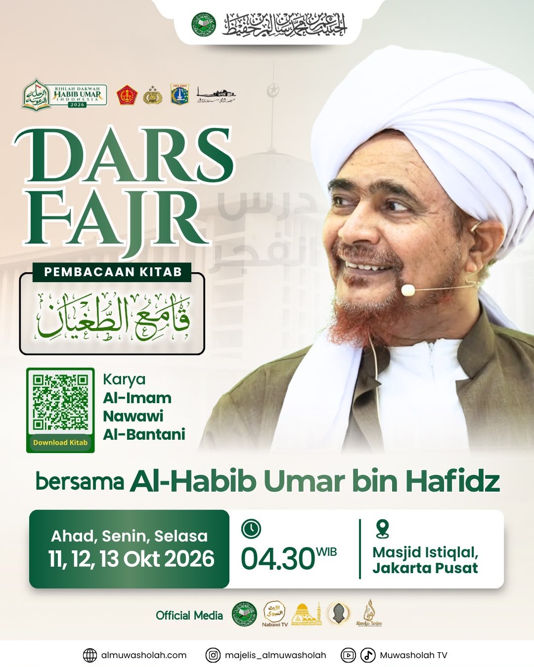Dars Fajr Pembacaan Kitab Qami’ Ath-Thughyan, Al-Habib Umar bin Hafidz – Masjid…