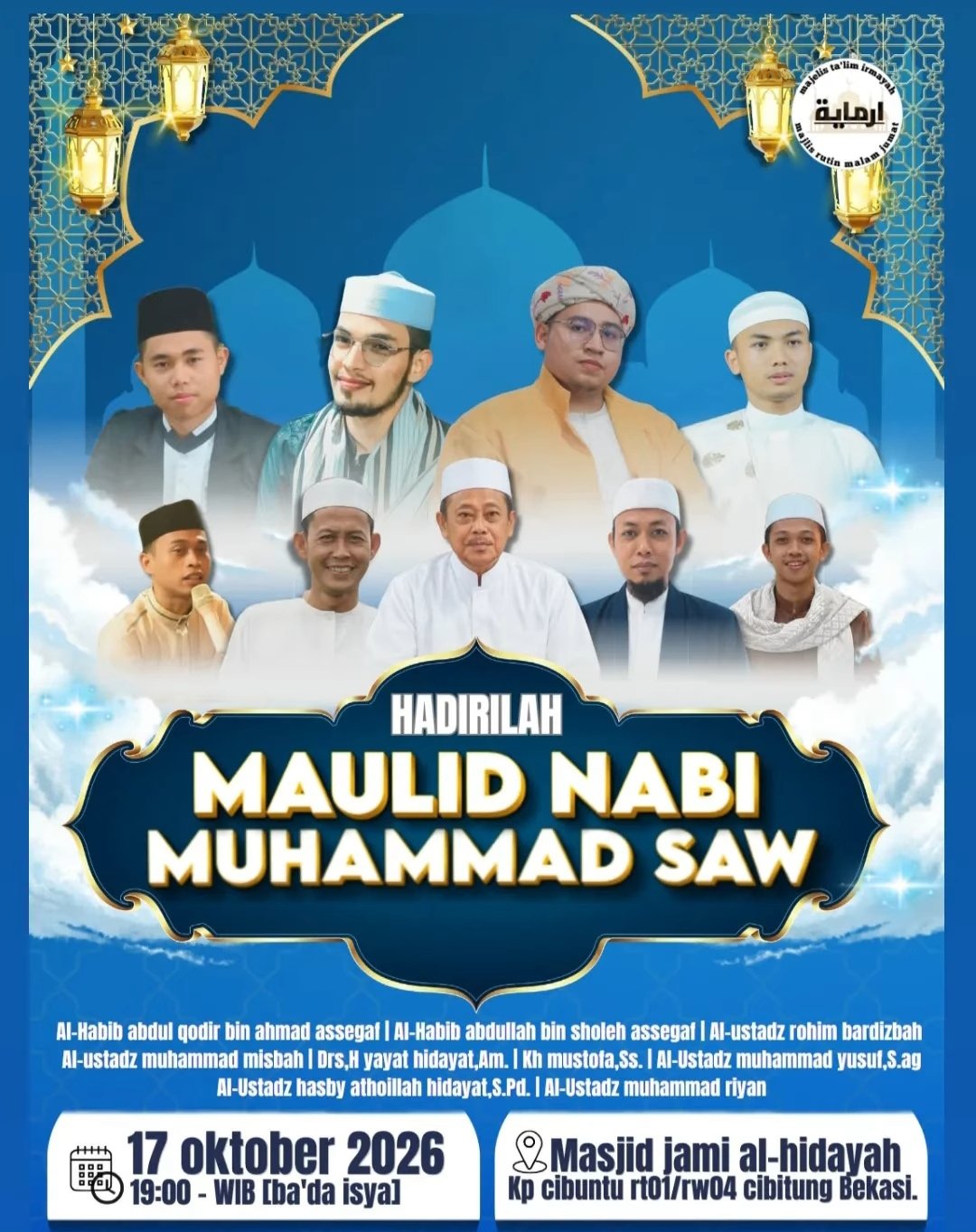 Maulid Nabi SAW, Al-Habib abdul qodir bin ahmad assegat – Kp cibuntu rt01/rw04 cibitung Bekasi