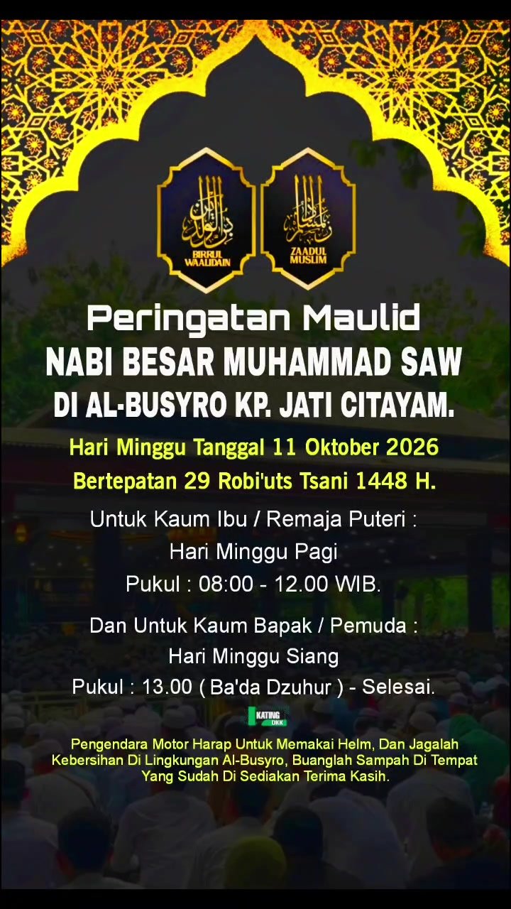 Maulid Nabi SAW Besar Muhammad SAW – Al-Busyro (11-10-2026)