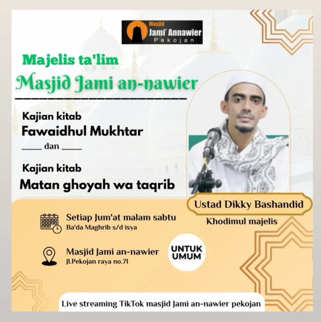 Majelis Ilmu Masjid Jami an-nawier, Ustad Dikky Bashandid