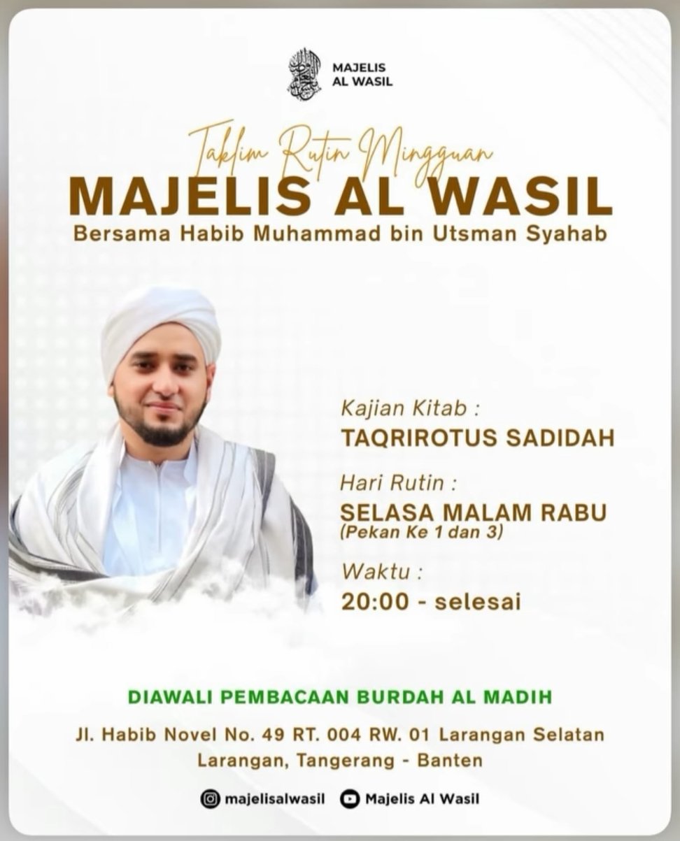 Majelis Al Wasil, Habib Muhammad bin Utsman Syahab – Tangerang – Banten (28-10-2026)