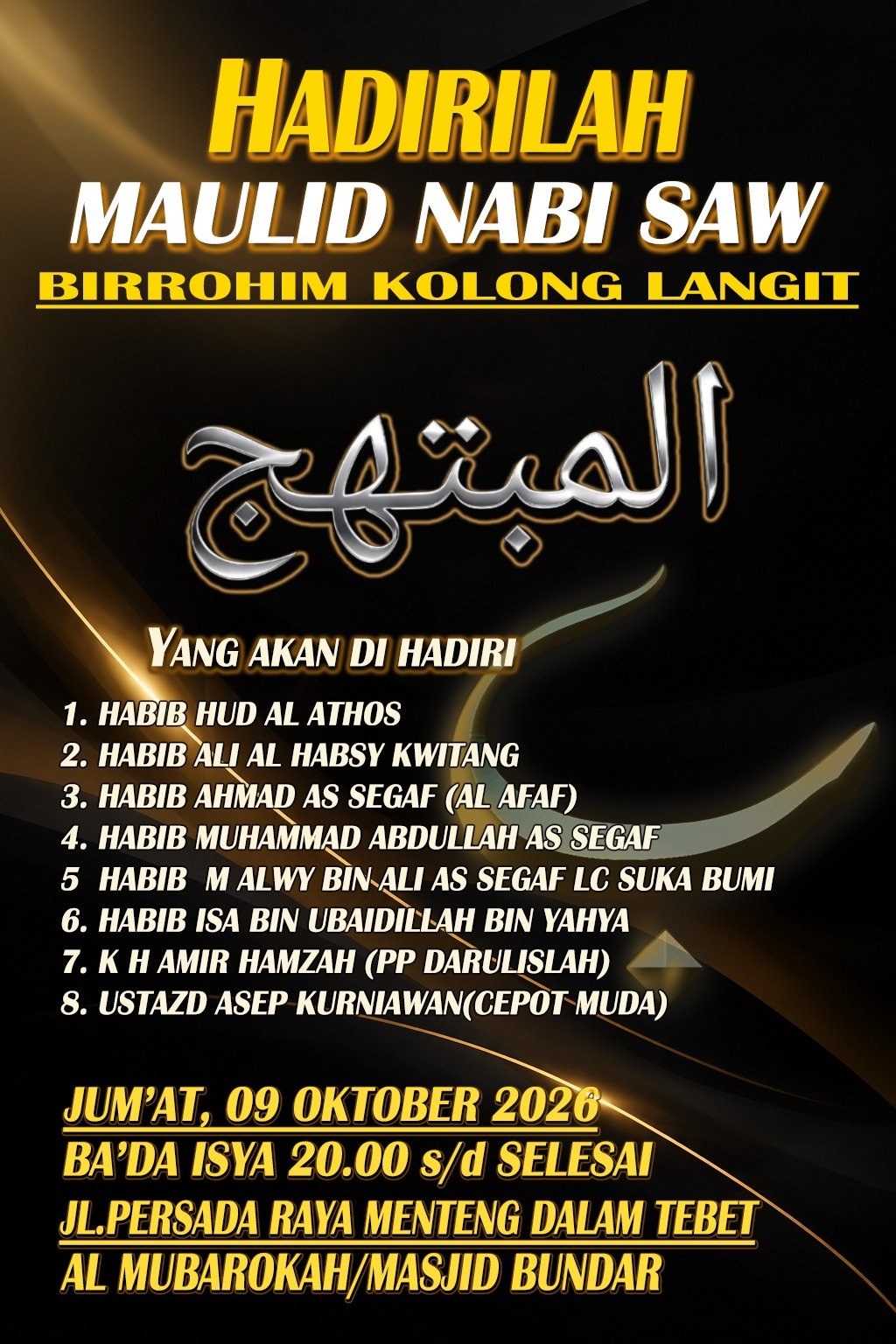 Maulid Nabi SAW Birrohim Kolong Langit, Habib Hud Al Athos dkk. – Al Mubarokah/Masjid…